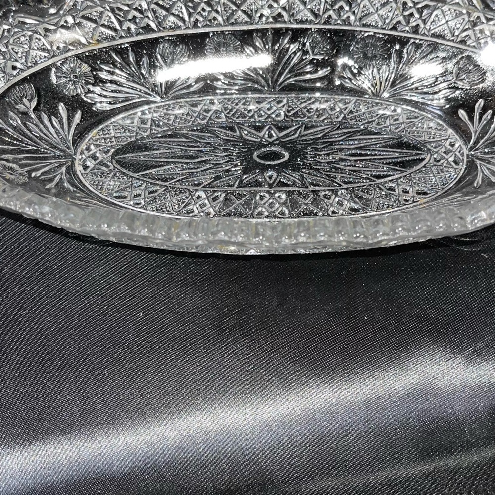 Vintage Indiana Glass Company/ EAPG Horsemint Clear Glass Oval Pickle Bowl. EUC - Picture 5 of 13